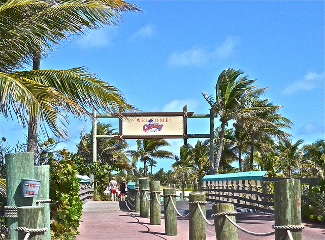 entrance to Castaway Caye getting of the disney cruise at the bahamas