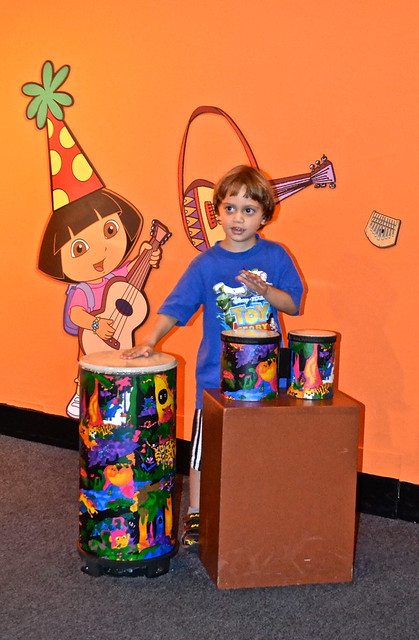 kid playing drums at the children's museum in manhattan new york 