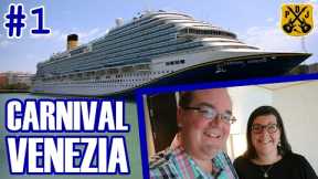 Carnival Venezia Pt.1 - Embark, Ribbon Cutting, La Strada Grill, Cove Balcony Tour, Festa Italiana