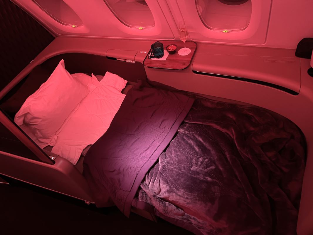 a bed in a plane