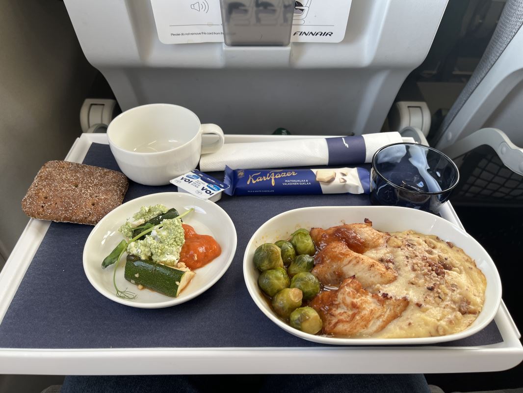 a tray with food on it