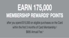 175,000 points Business Platinum, 125,000 points Business Gold card offers